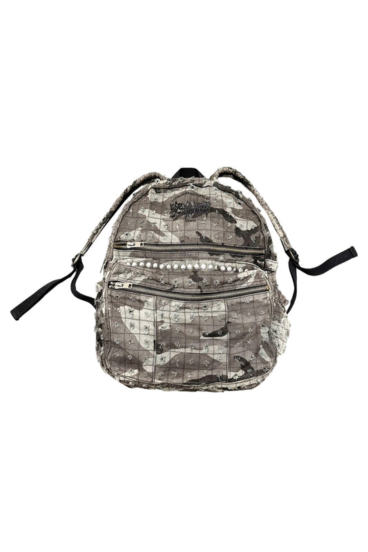 Cammo Trashed Studded Backpack