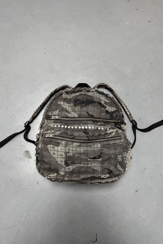 Cammo Trashed Studded Backpack