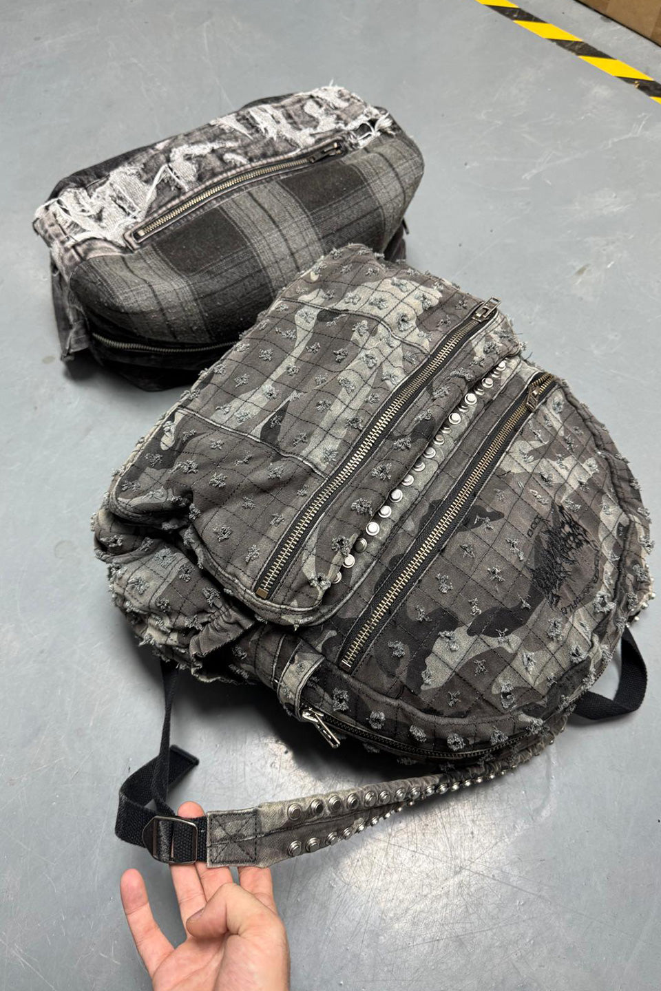 Cammo Trashed Studded Backpack