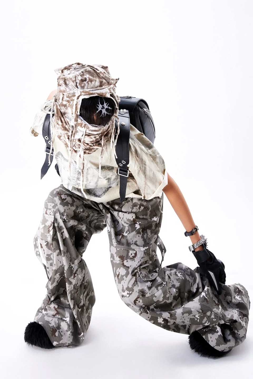 "005 Mily" Camo Flag Cargo Pants