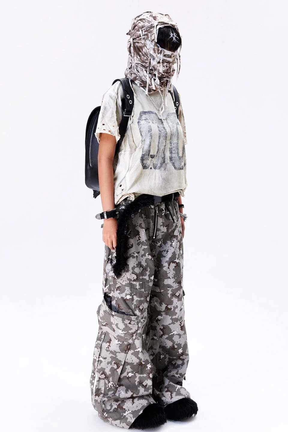 "005 Mily" Camo Flag Cargo Pants