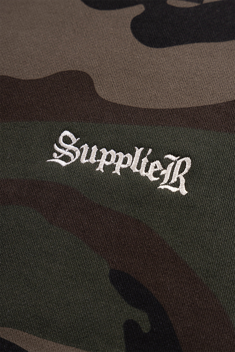 Camouflage Cross Leather Patch Zip Hoodie