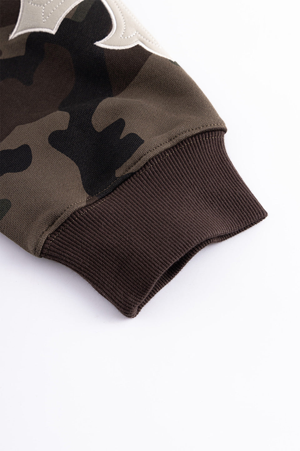 Camouflage Cross Leather Patch Zip Hoodie