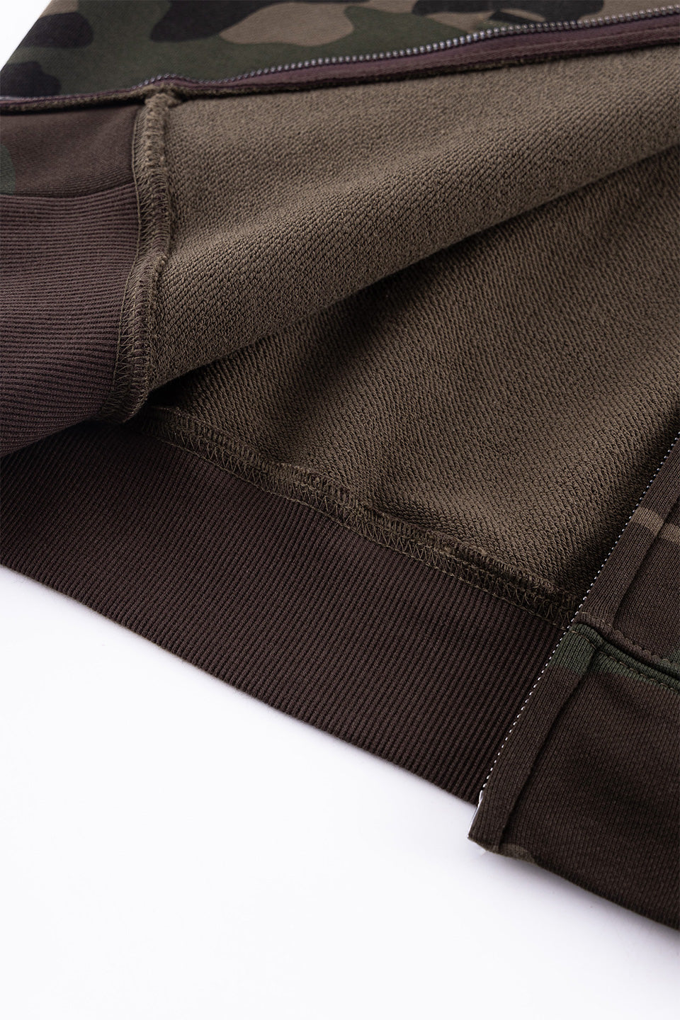 Camouflage Cross Leather Patch Zip Hoodie