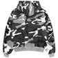 Camouflage Cross Leather Patch Zip Hoodie