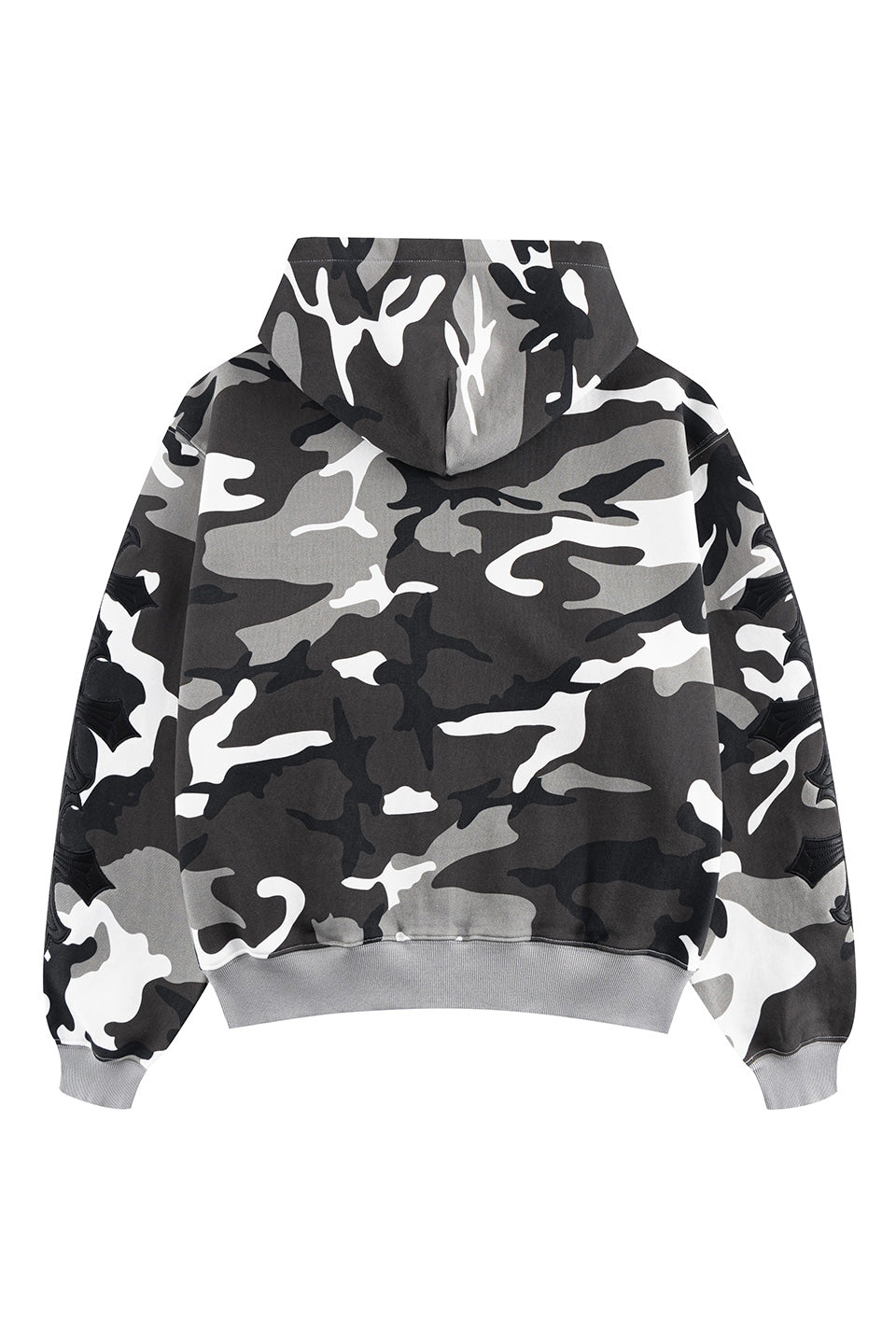 Camouflage Cross Leather Patch Zip Hoodie