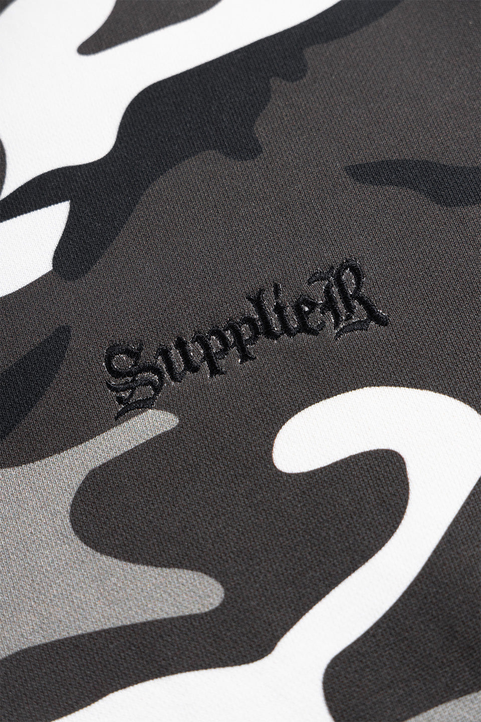 Camouflage Cross Leather Patch Zip Hoodie