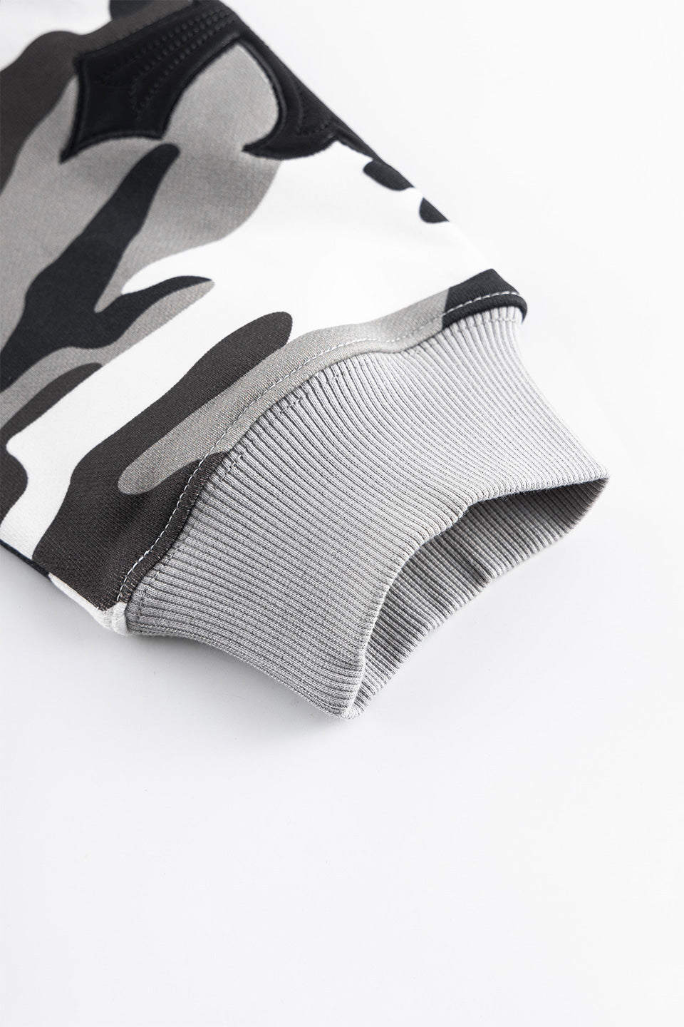 Camouflage Cross Leather Patch Zip Hoodie