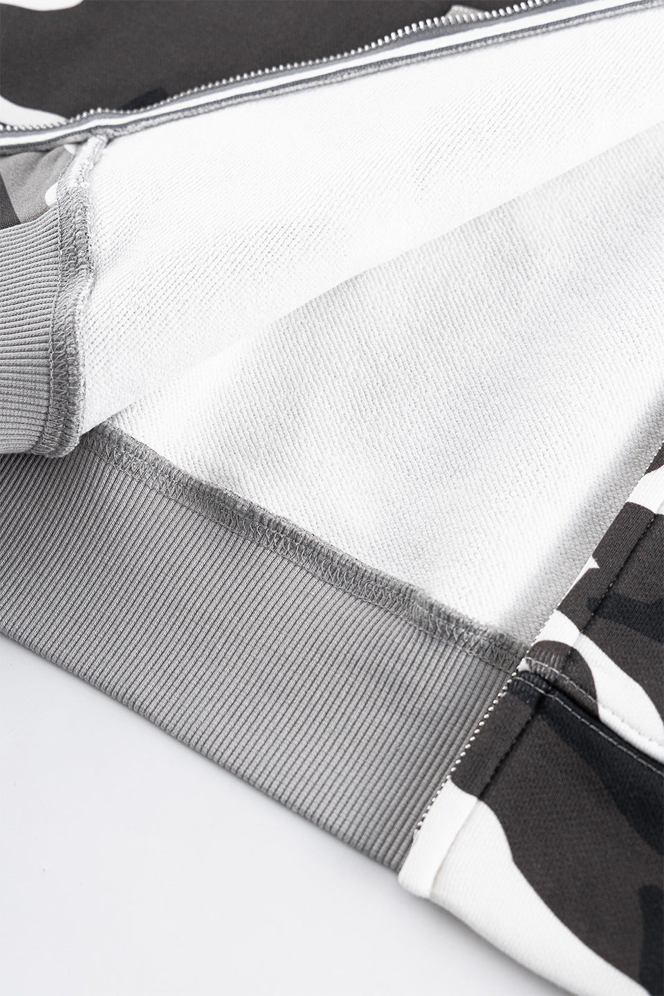 Camouflage Cross Leather Patch Zip Hoodie