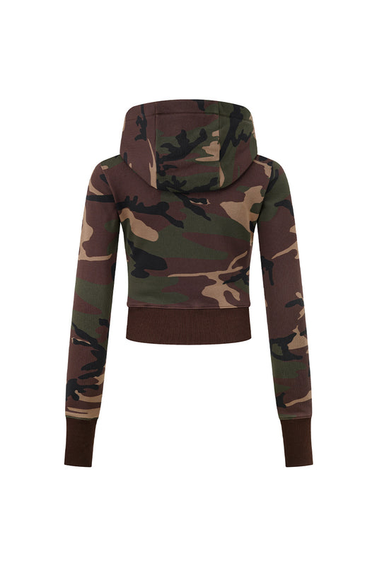 Camouflage Not Your Baby Cropped Zip Hoodie Women'S