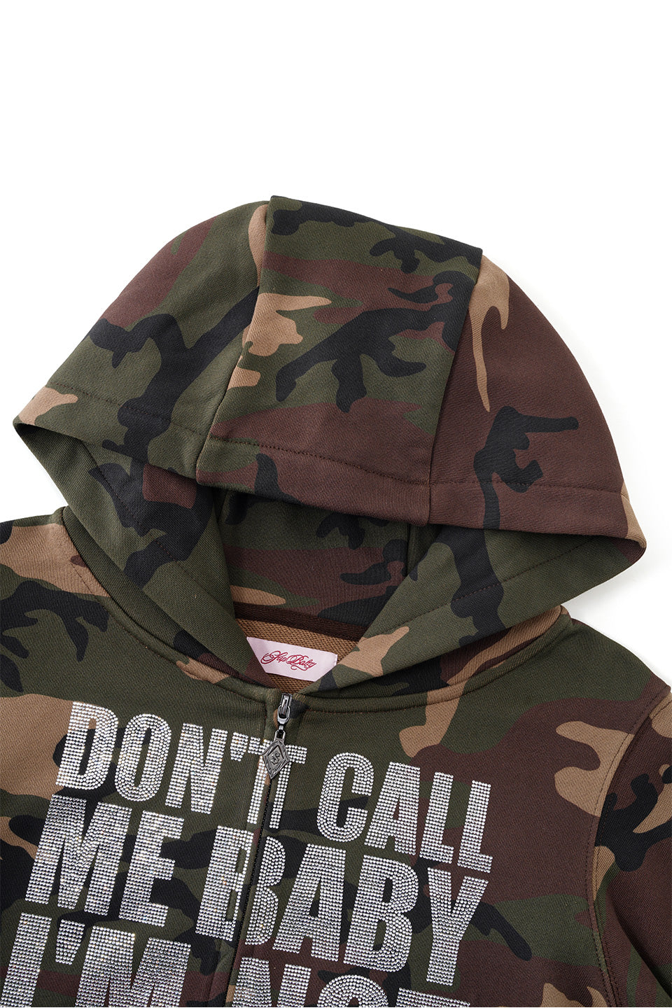 Camouflage Not Your Baby Cropped Zip Hoodie Women'S