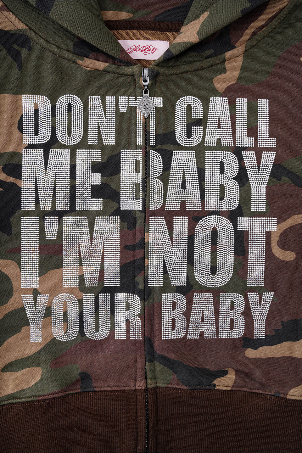 Camouflage Not Your Baby Cropped Zip Hoodie Women'S