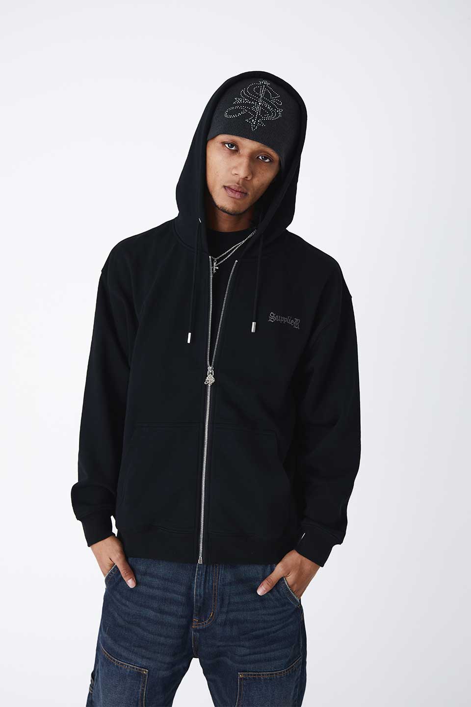 Chrome Cross Zip Hoodie