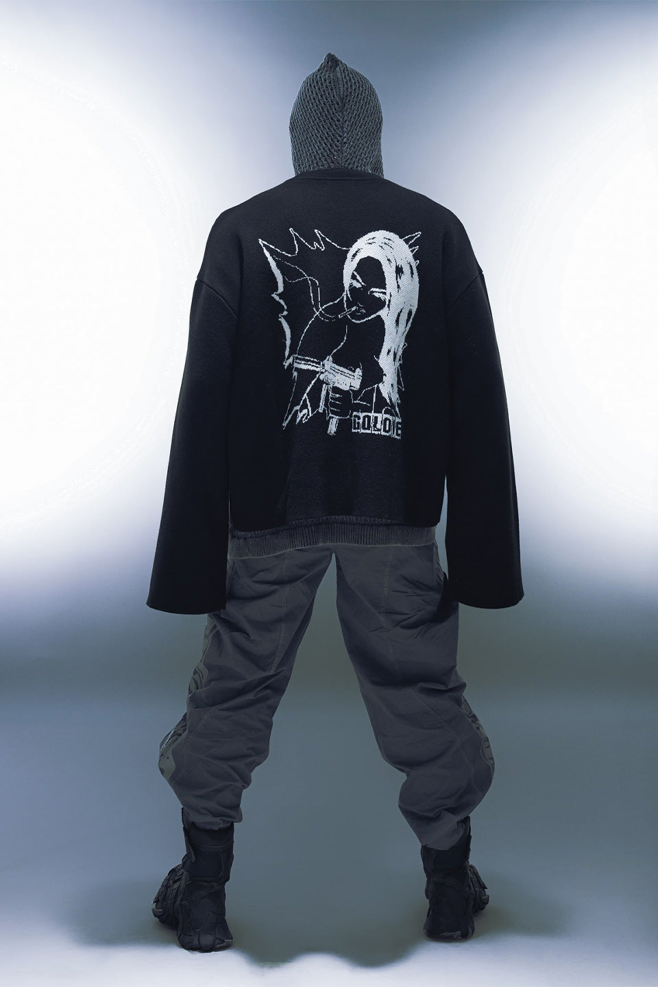 Crochet Knit Washed Zip Hoodie