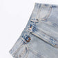 Cross Leather Patch Baggy Denim Pants