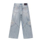 Cross Leather Patch Baggy Denim Pants