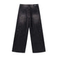 Cross Leather Patch Baggy Denim Pants