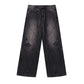 Cross Leather Patch Baggy Denim Pants