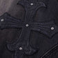 Cross Leather Patch Baggy Denim Pants