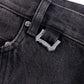 Cross Leather Patch Baggy Denim Pants