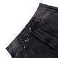 Cross Leather Patch Baggy Denim Pants