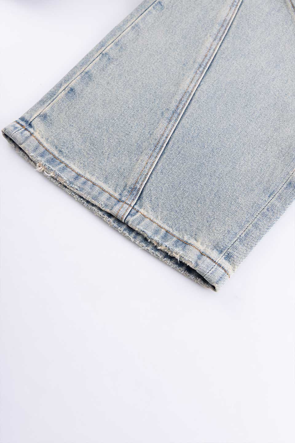 Cross Leather Patch Baggy Denim Pants