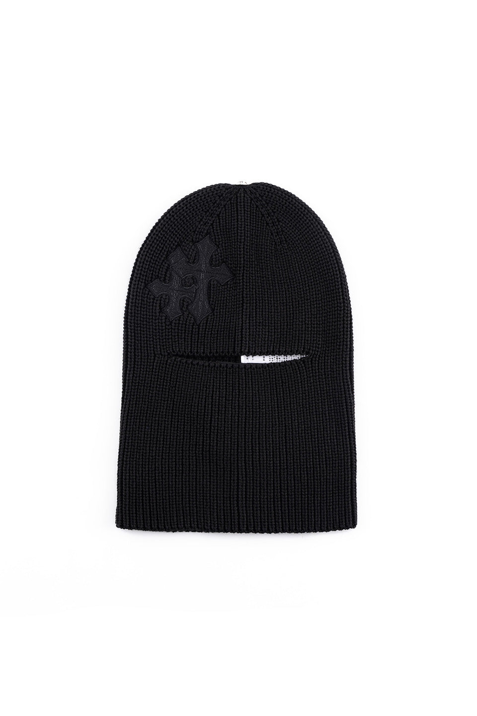 Cross Leather Patch Balaclava Beanie
