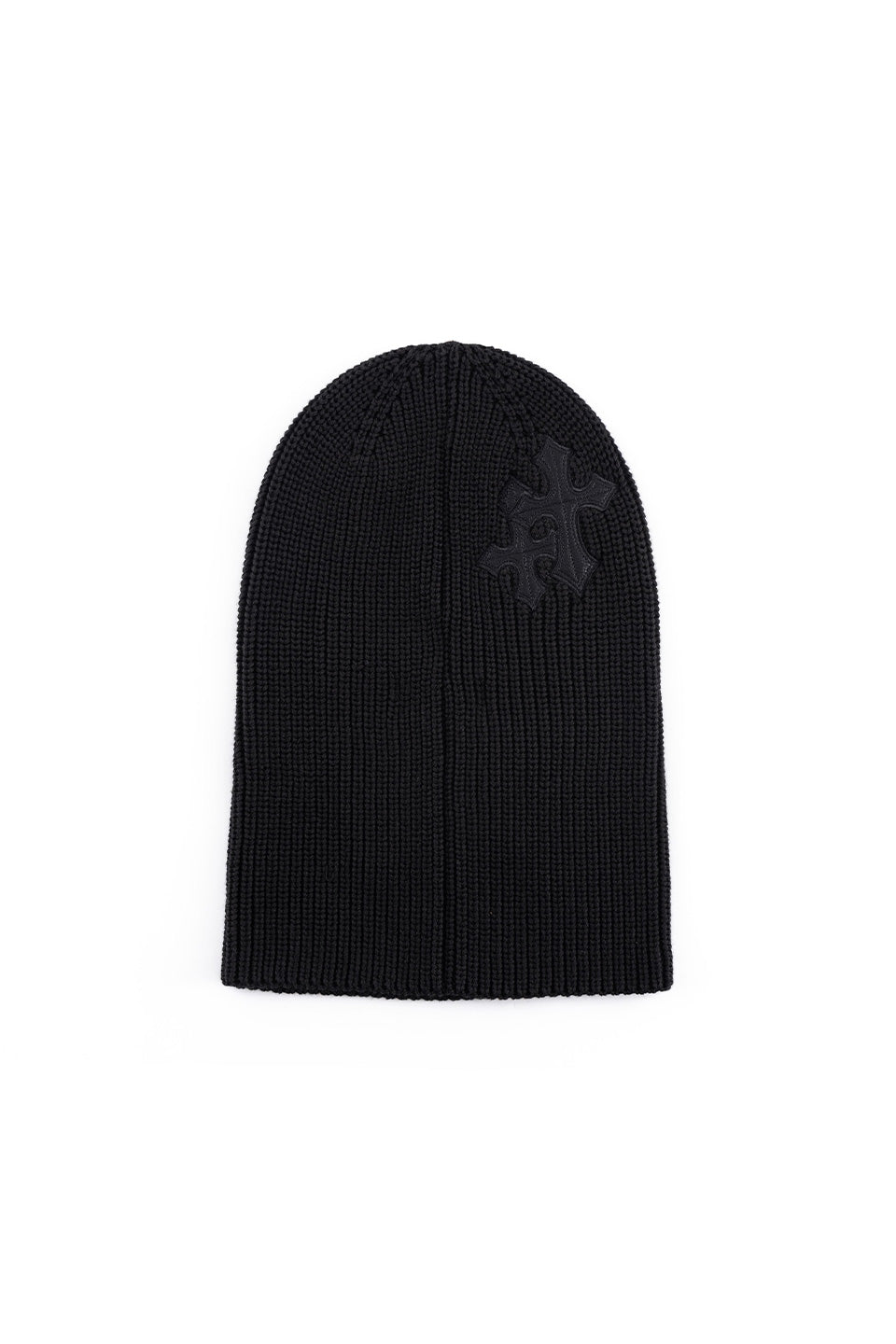 Cross Leather Patch Balaclava Beanie