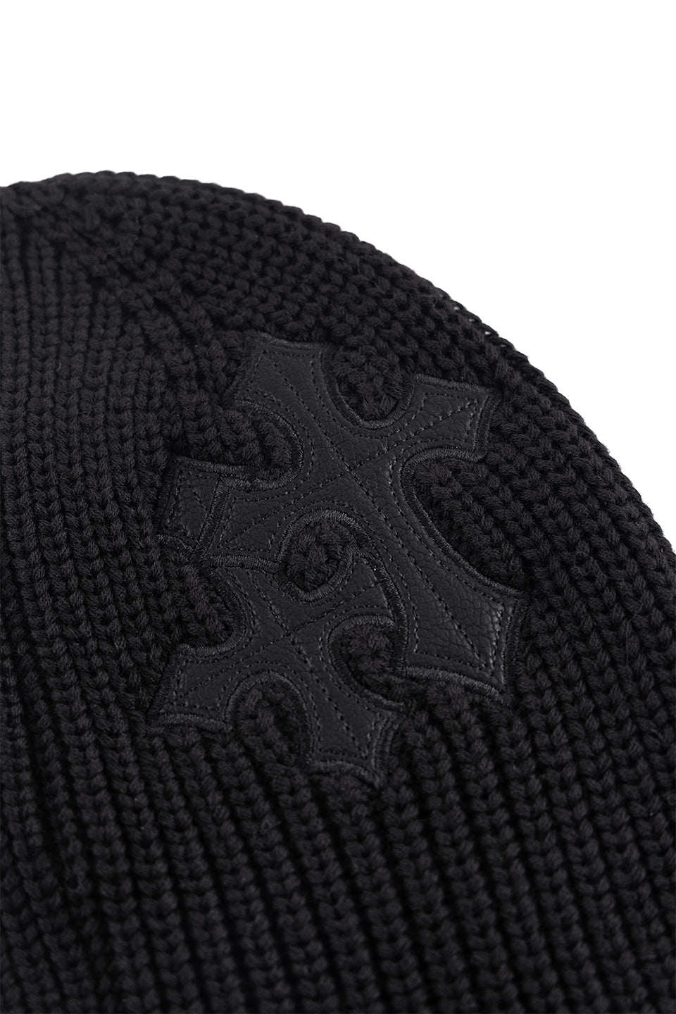 Cross Leather Patch Balaclava Beanie