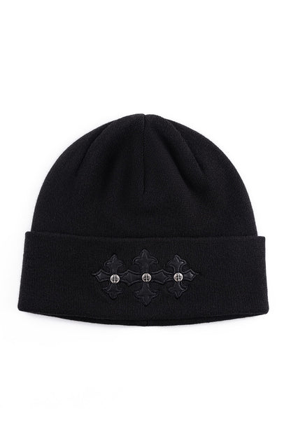 Cross Leather Patch Beanie