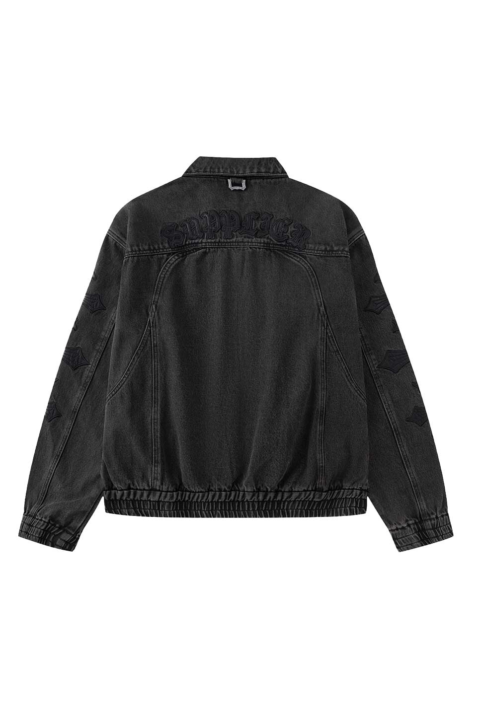 Cross Leather Patch Denim Jacket