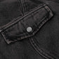 Cross Leather Patch Denim Jacket