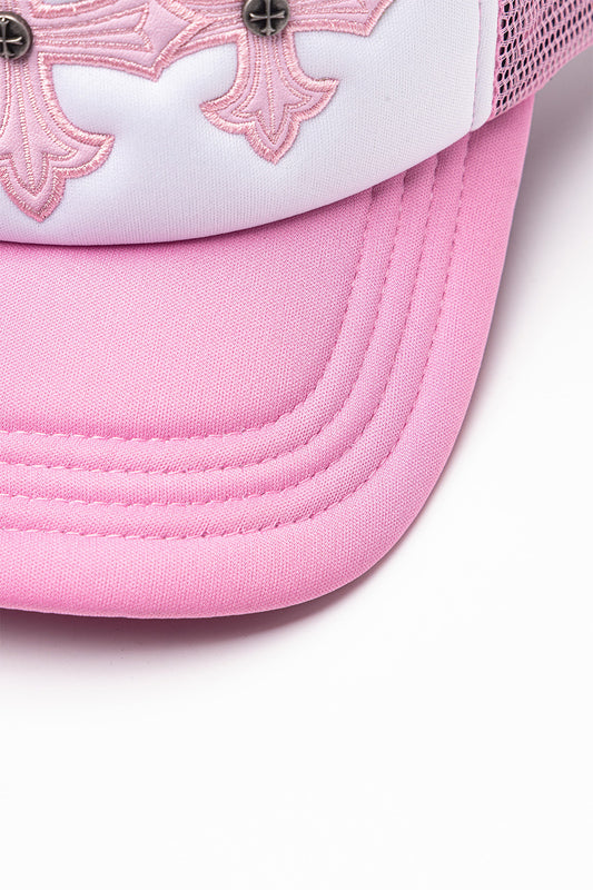 Cross Leather Patch Mesh Cap