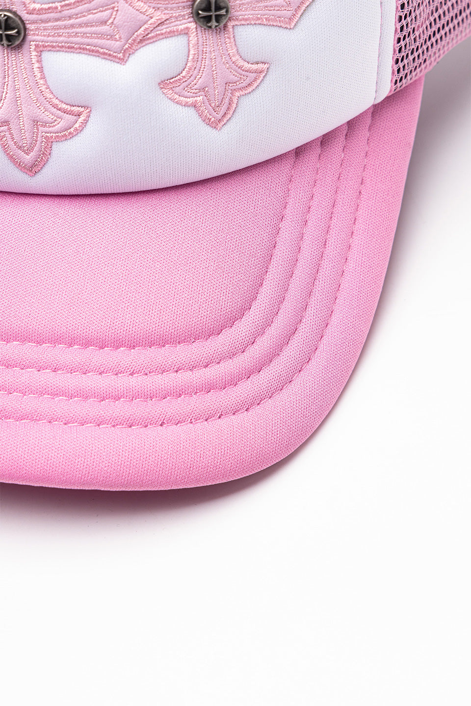 Cross Leather Patch Mesh Cap