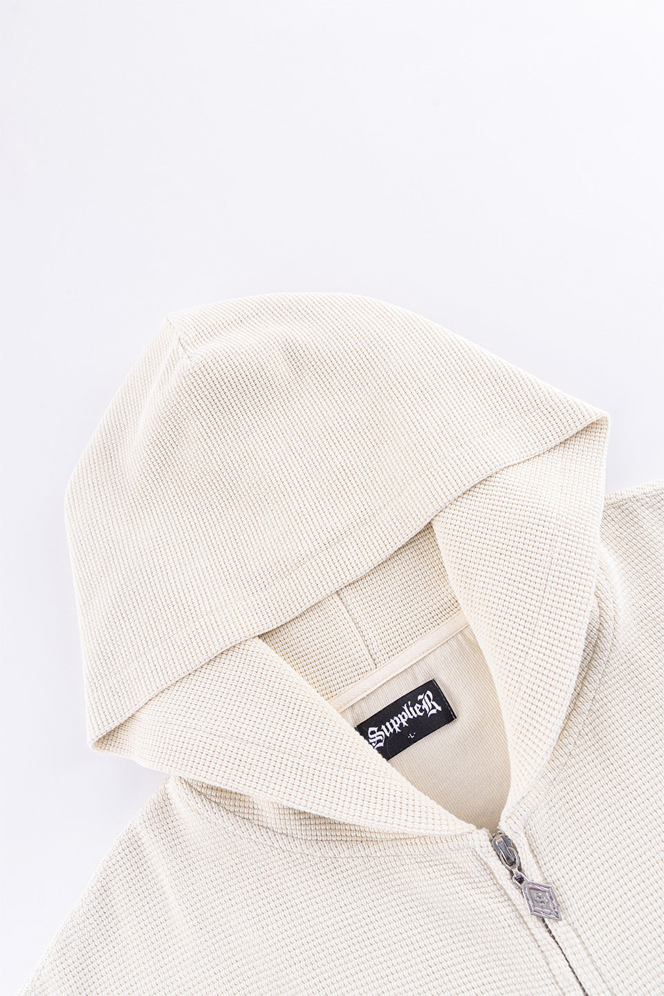 Cross Leather Patch Thermal Zip Hoodie