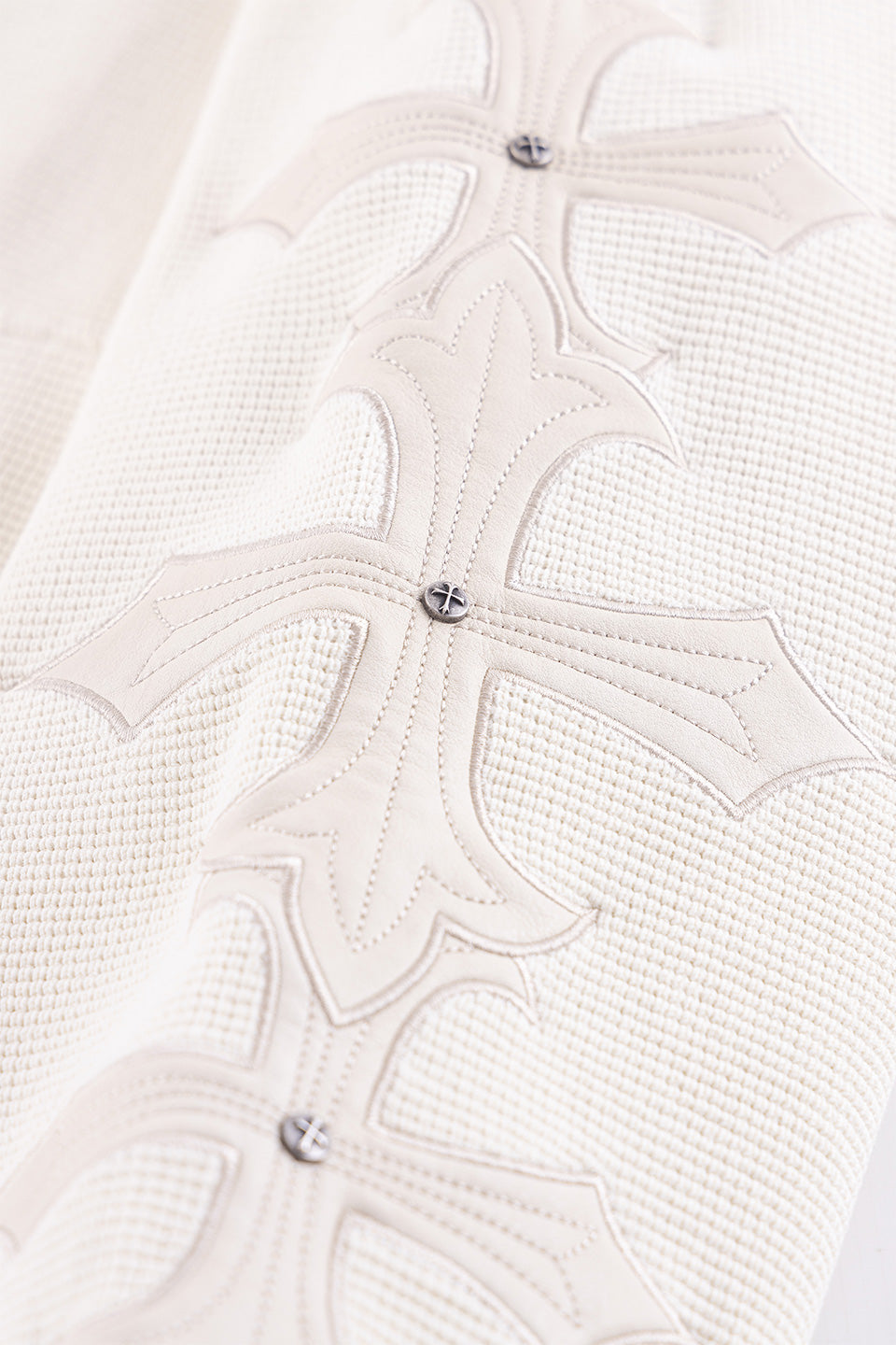 Cross Leather Patch Thermal Zip Hoodie