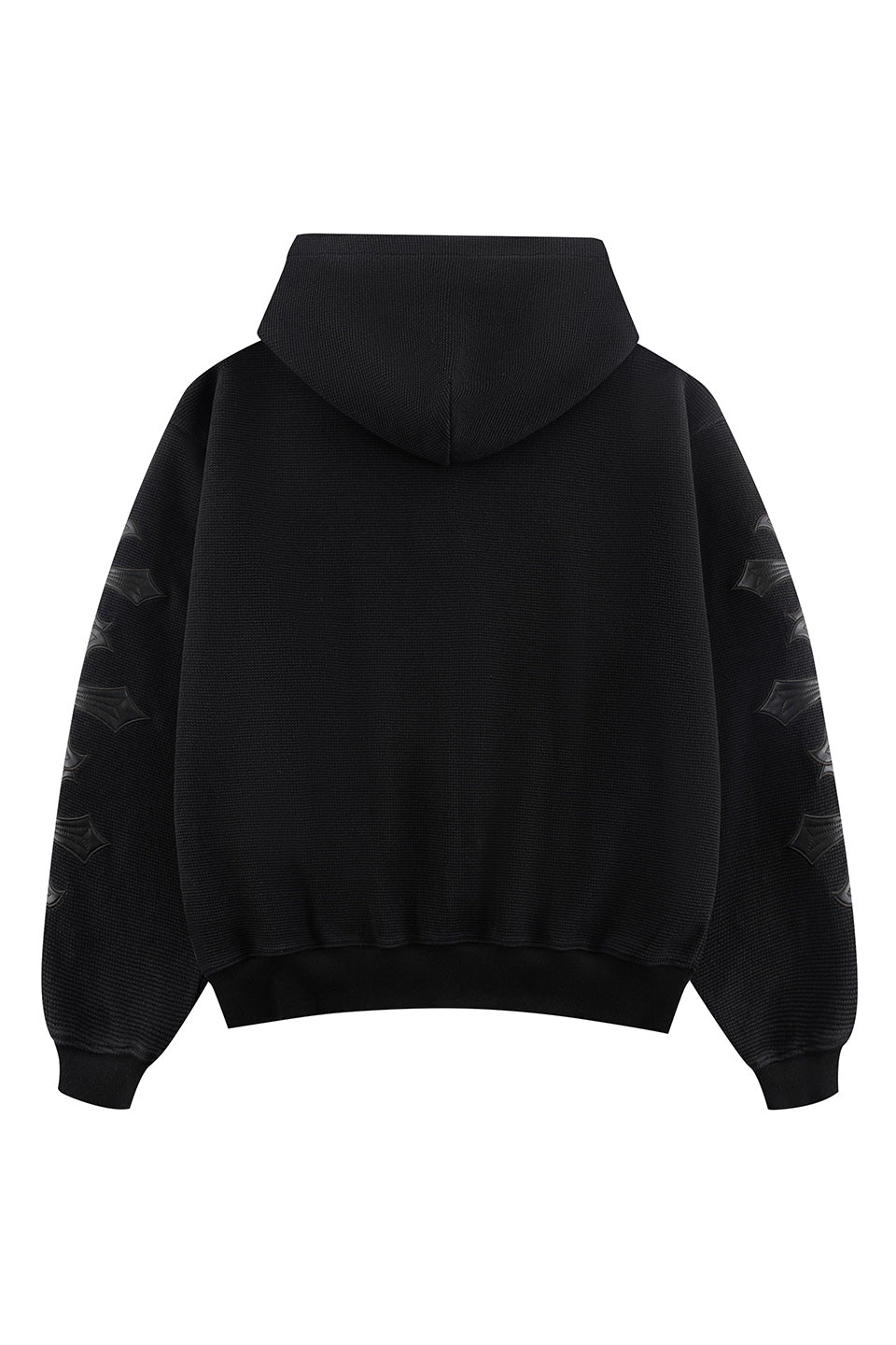 Cross Leather Patch Thermal Zip Hoodie