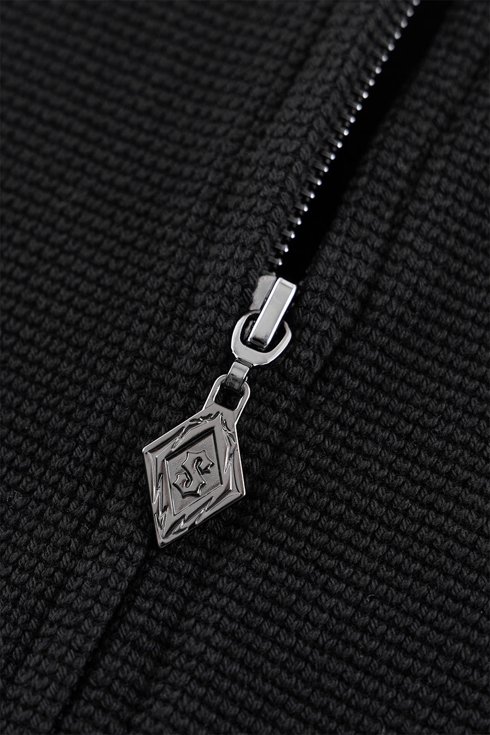 Cross Leather Patch Thermal Zip Hoodie