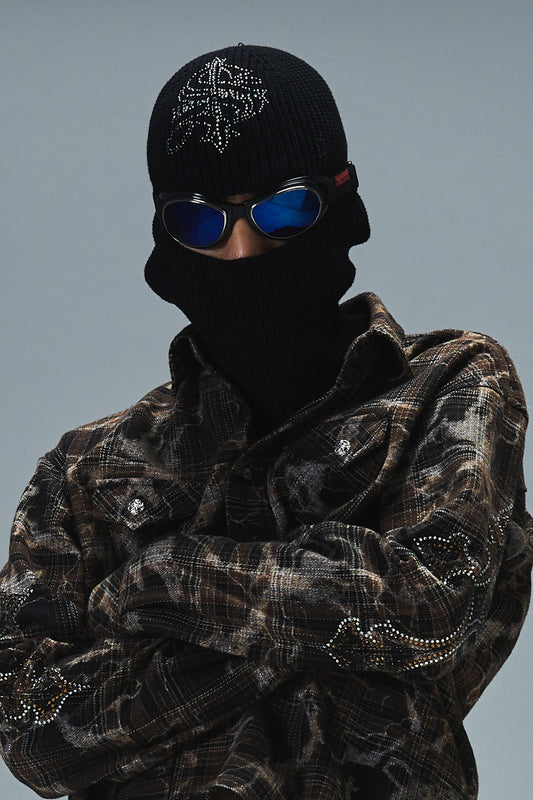 【予約商品】Cross Rhinestone Balaclava Beanie【11月中旬お届け】