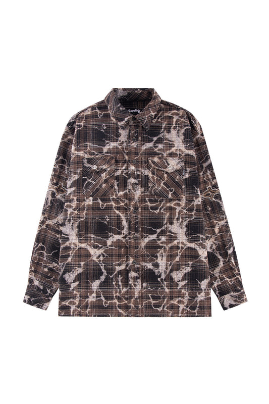 【予約商品】Cross Rhinestone Check Shirts【8月下旬お届け】