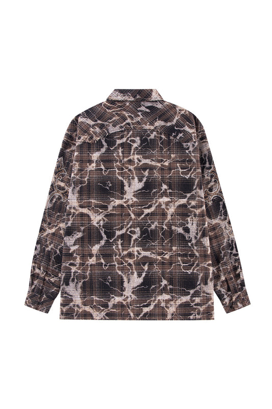 Cross Rhinestone Check Shirts