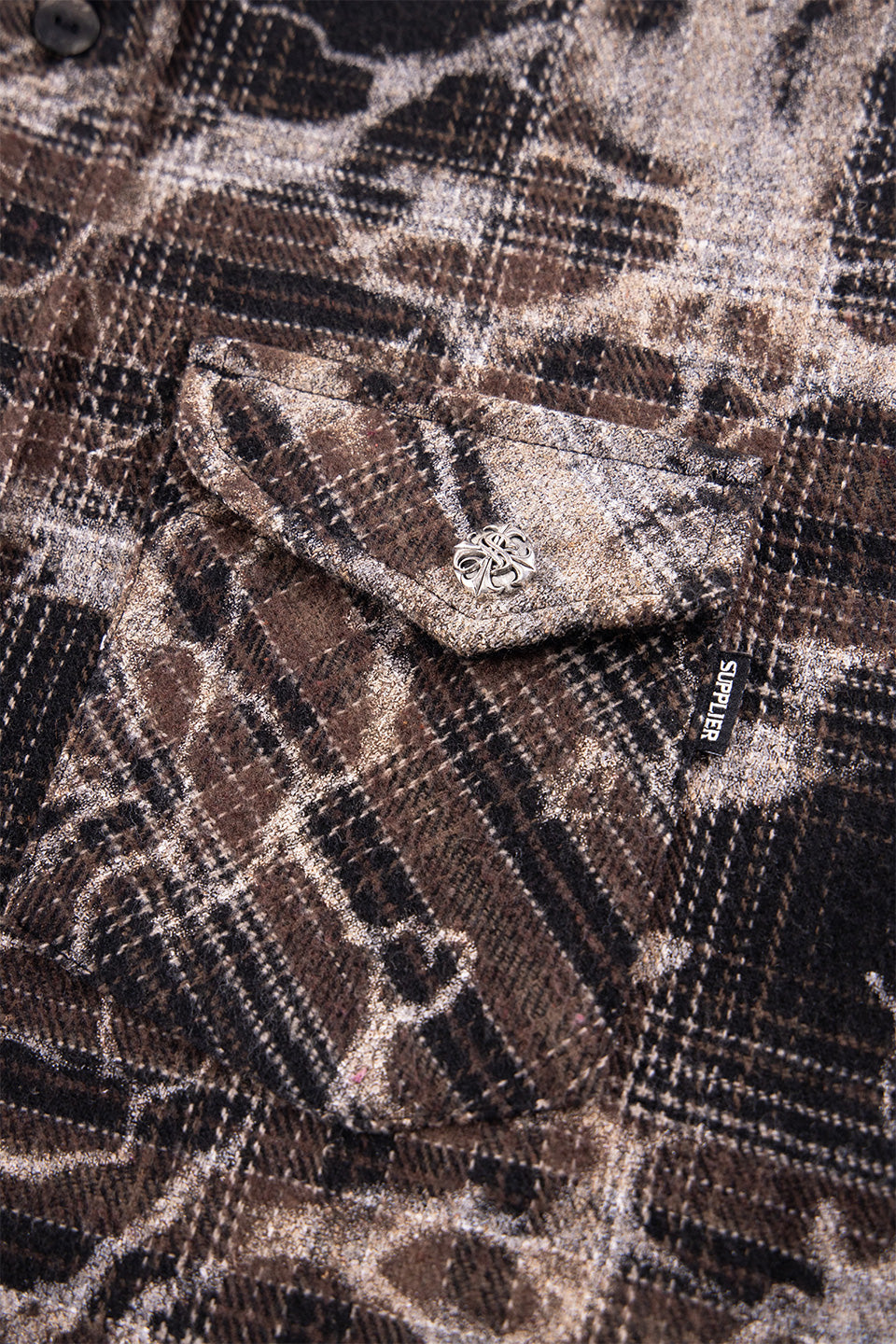 Cross Rhinestone Check Shirts