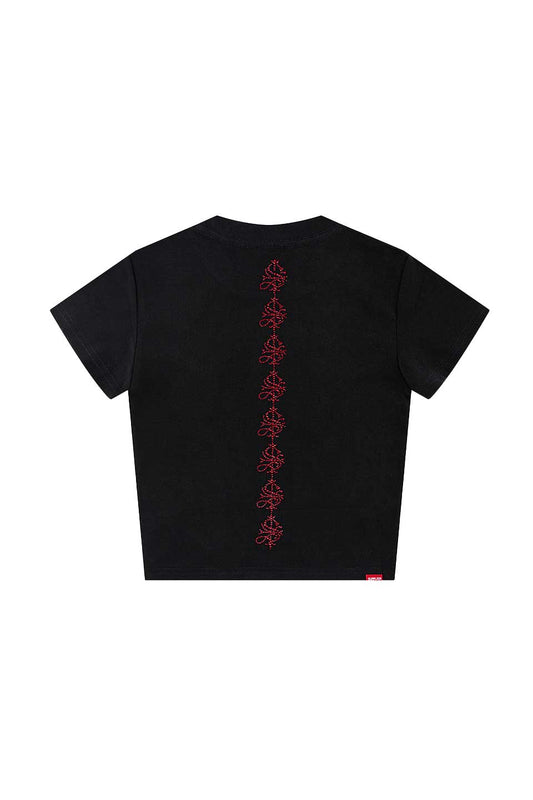 Cross Rhinestone Cropped Tee