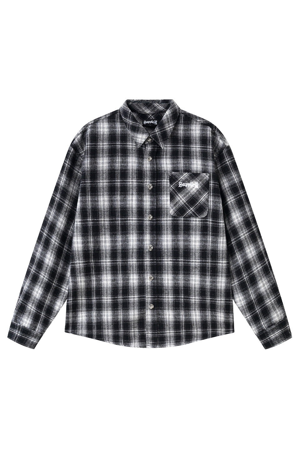 Cross Rhinestone Flannel Check Shirt