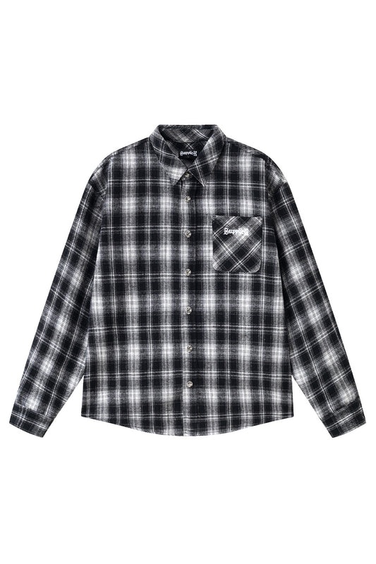 Cross Rhinestone Flannel Check Shirt