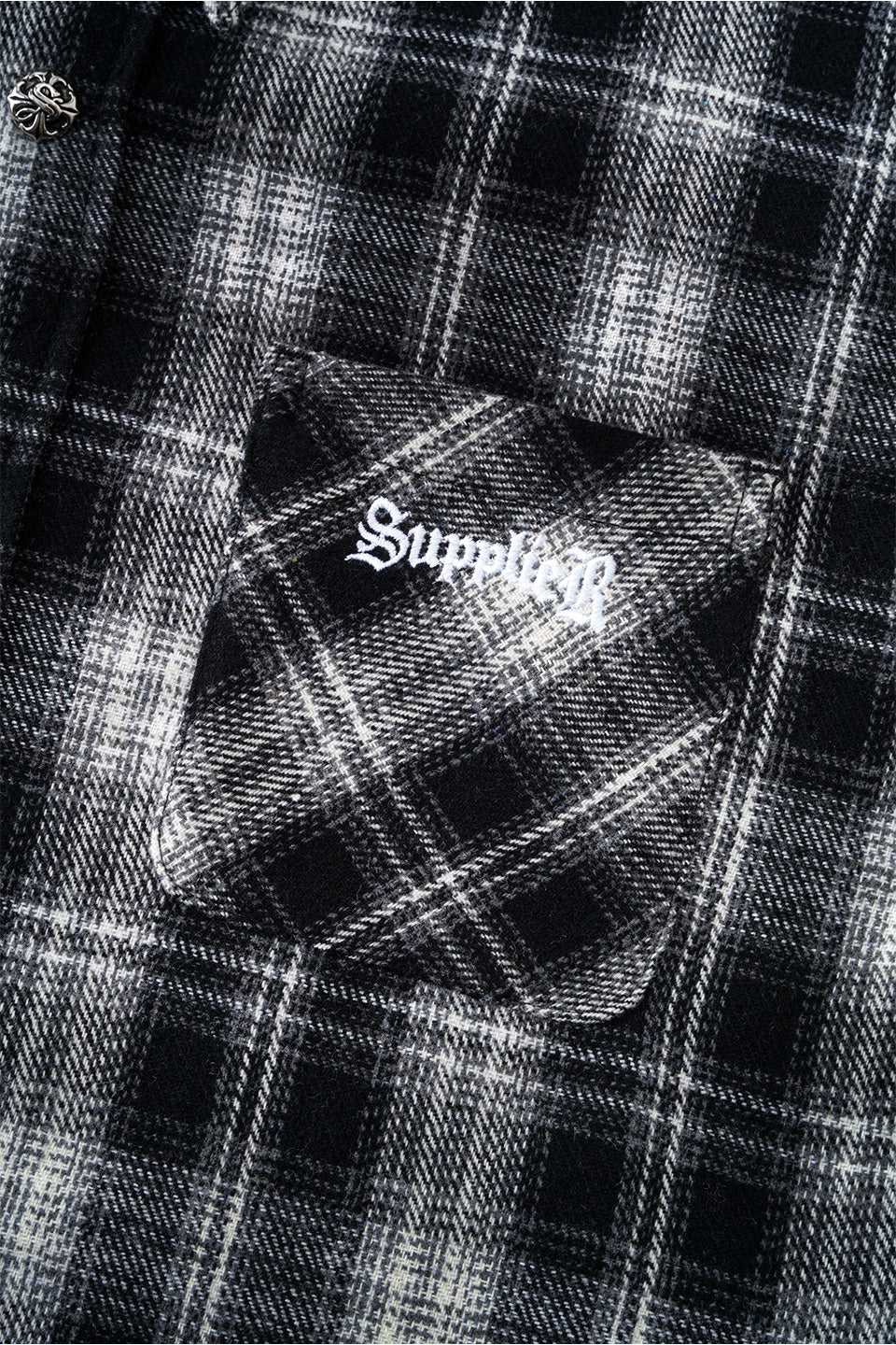 Cross Rhinestone Flannel Check Shirt