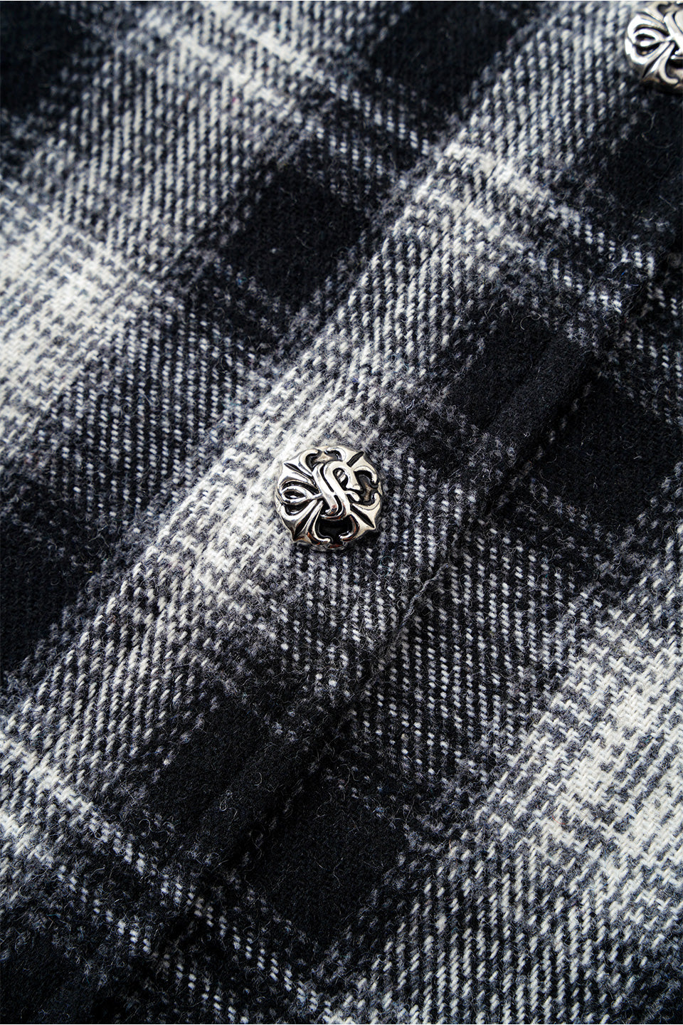 Cross Rhinestone Flannel Check Shirt