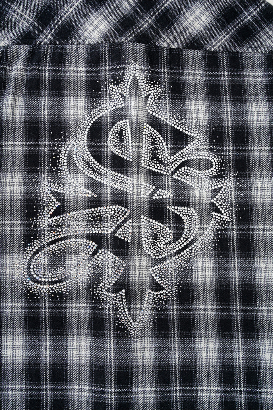 Cross Rhinestone Flannel Check Shirt