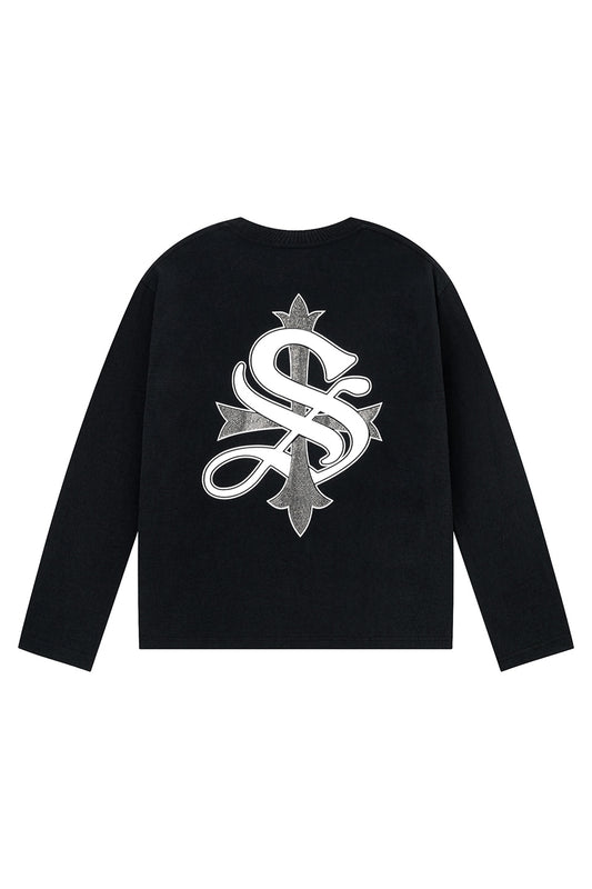 Cross Rhinestone Long Sleeve Tee