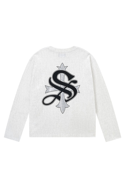 Cross Rhinestone Long Sleeve Tee